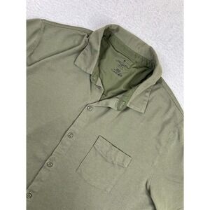 Fabletics Shirt Mens XL Green Short Sleeve Button Up Performance Polyester